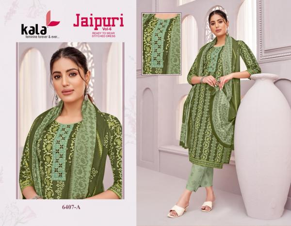 Kala Jaipuri Vol 6 Cotton Printed Kuri Bottom With Dupatta